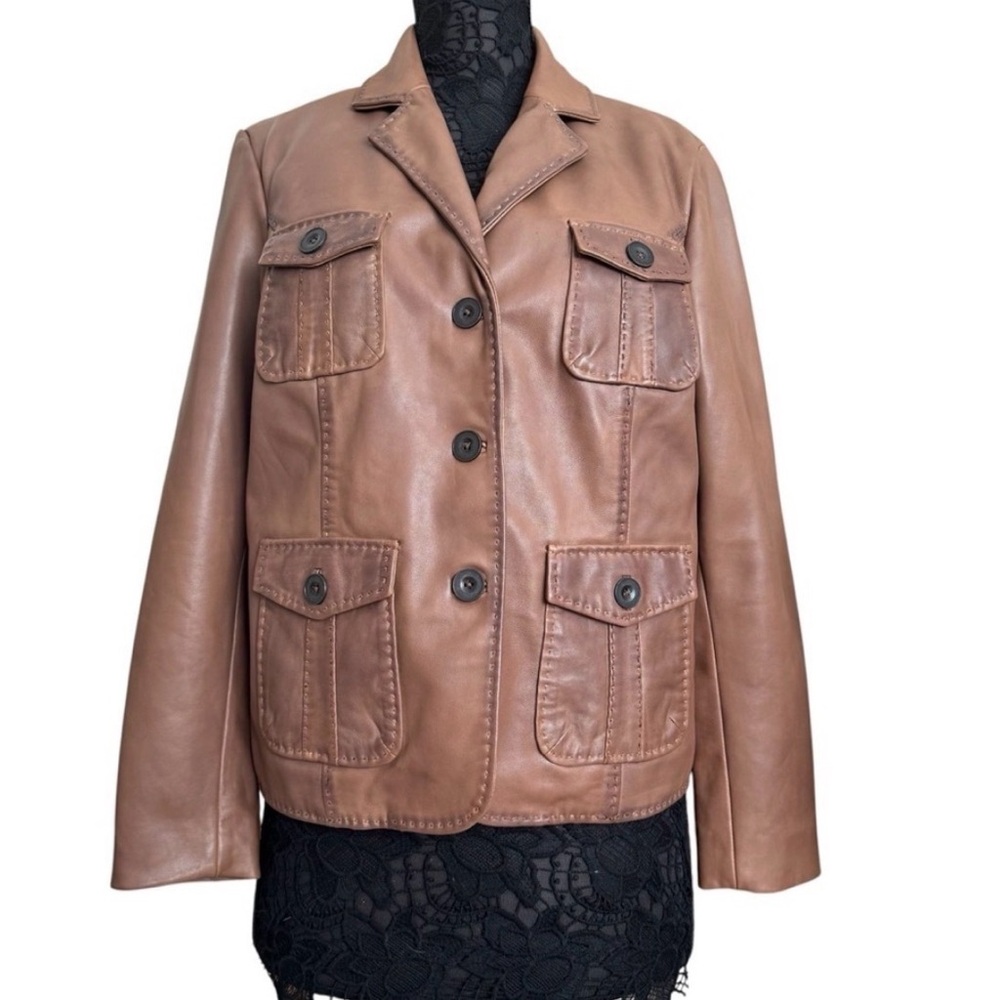 Sundance Mckenna Honey Brown Leather Blazer Jacket XL